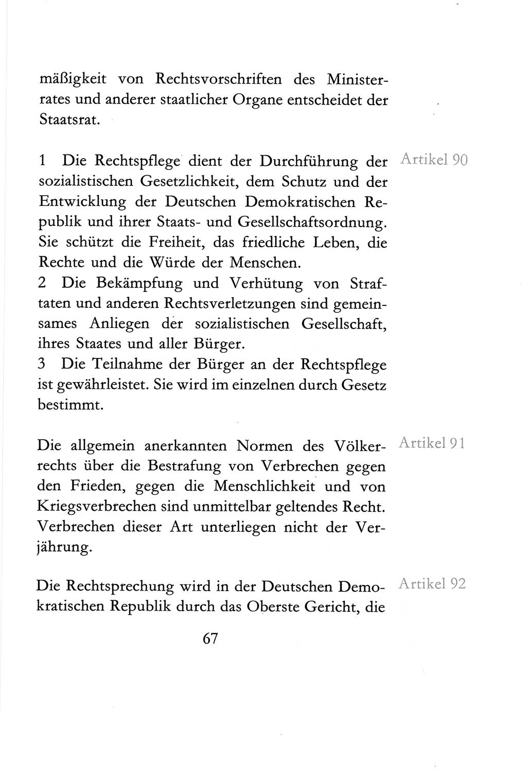 Verfassung der Deutschen Demokratischen Republik (DDR) vom 6. April 1968, Seite 67 (Verf. DDR 1968, S. 67)