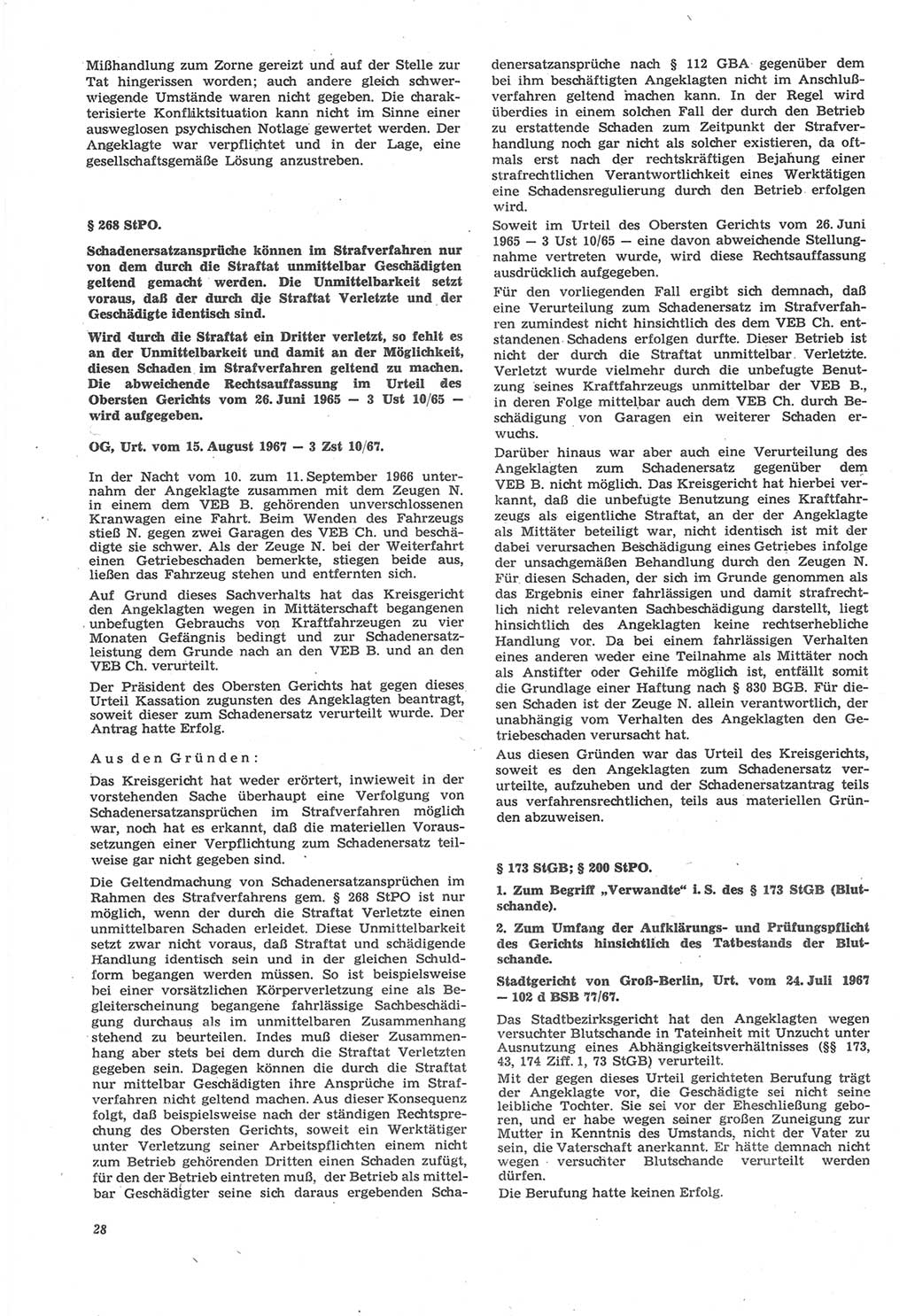 Neue Justiz (NJ), Zeitschrift für Recht und Rechtswissenschaft [Deutsche Demokratische Republik (DDR)], 22. Jahrgang 1968, Seite 28 (NJ DDR 1968, S. 28)