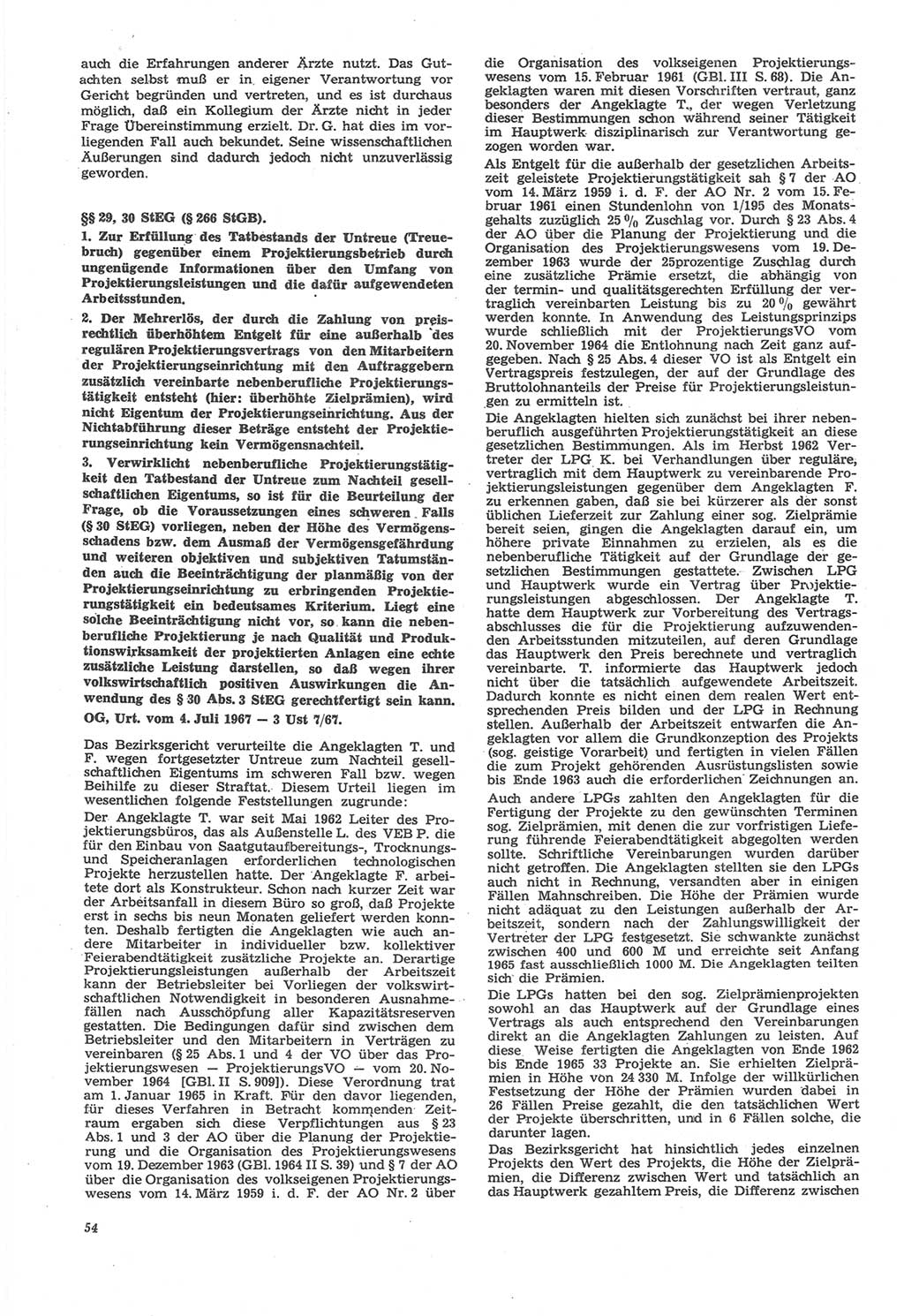 Neue Justiz (NJ), Zeitschrift für Recht und Rechtswissenschaft [Deutsche Demokratische Republik (DDR)], 22. Jahrgang 1968, Seite 54 (NJ DDR 1968, S. 54)