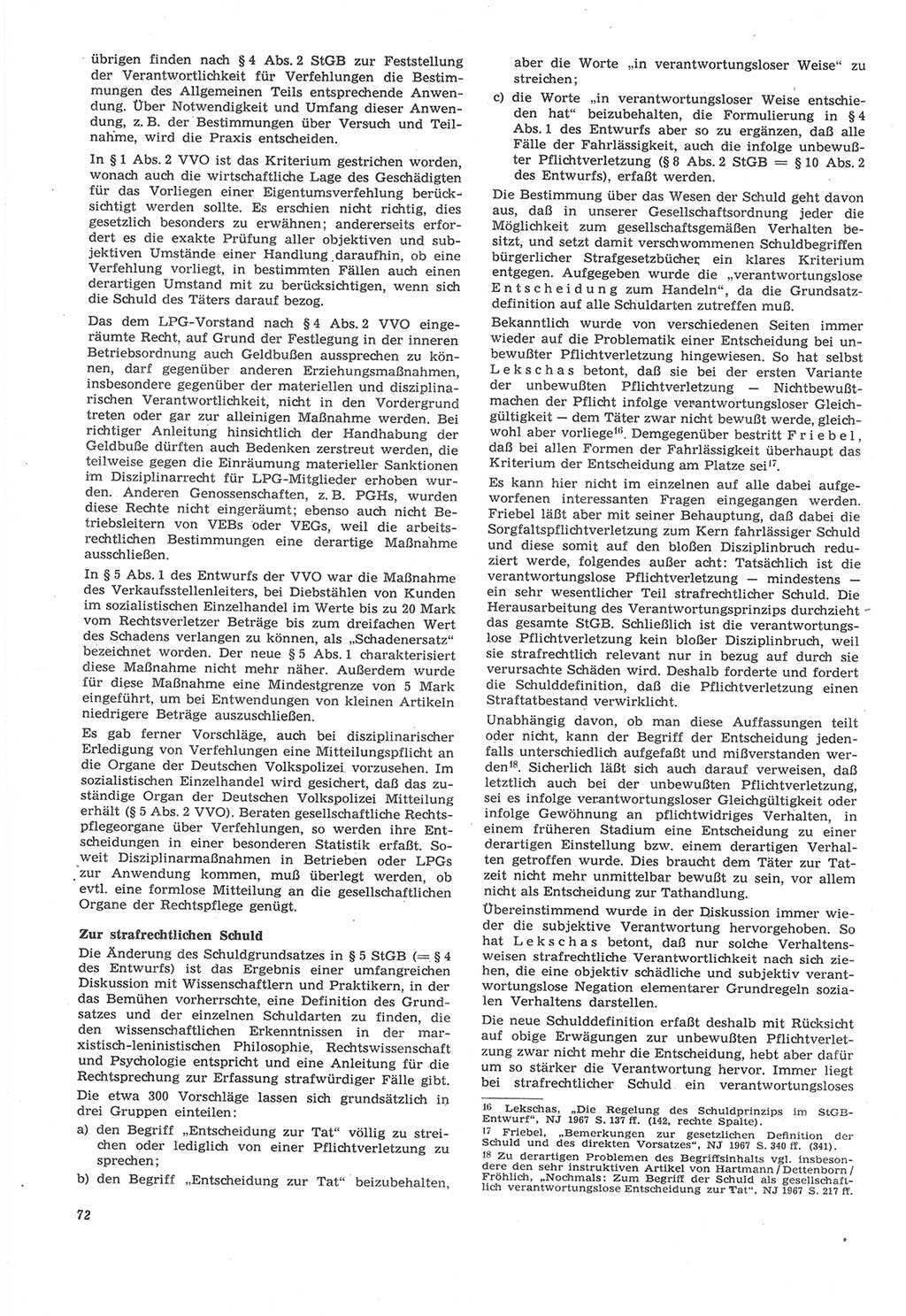 Neue Justiz (NJ), Zeitschrift für Recht und Rechtswissenschaft [Deutsche Demokratische Republik (DDR)], 22. Jahrgang 1968, Seite 72 (NJ DDR 1968, S. 72)