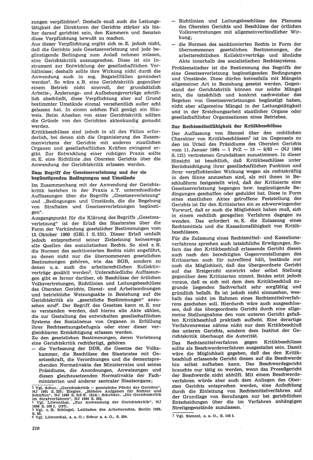 Neue Justiz (NJ), Zeitschrift für Recht und Rechtswissenschaft [Deutsche Demokratische Republik (DDR)], 22. Jahrgang 1968, Seite 210 (NJ DDR 1968, S. 210)