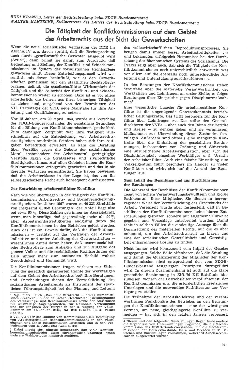 Neue Justiz (NJ), Zeitschrift für Recht und Rechtswissenschaft [Deutsche Demokratische Republik (DDR)], 22. Jahrgang 1968, Seite 275 (NJ DDR 1968, S. 275)