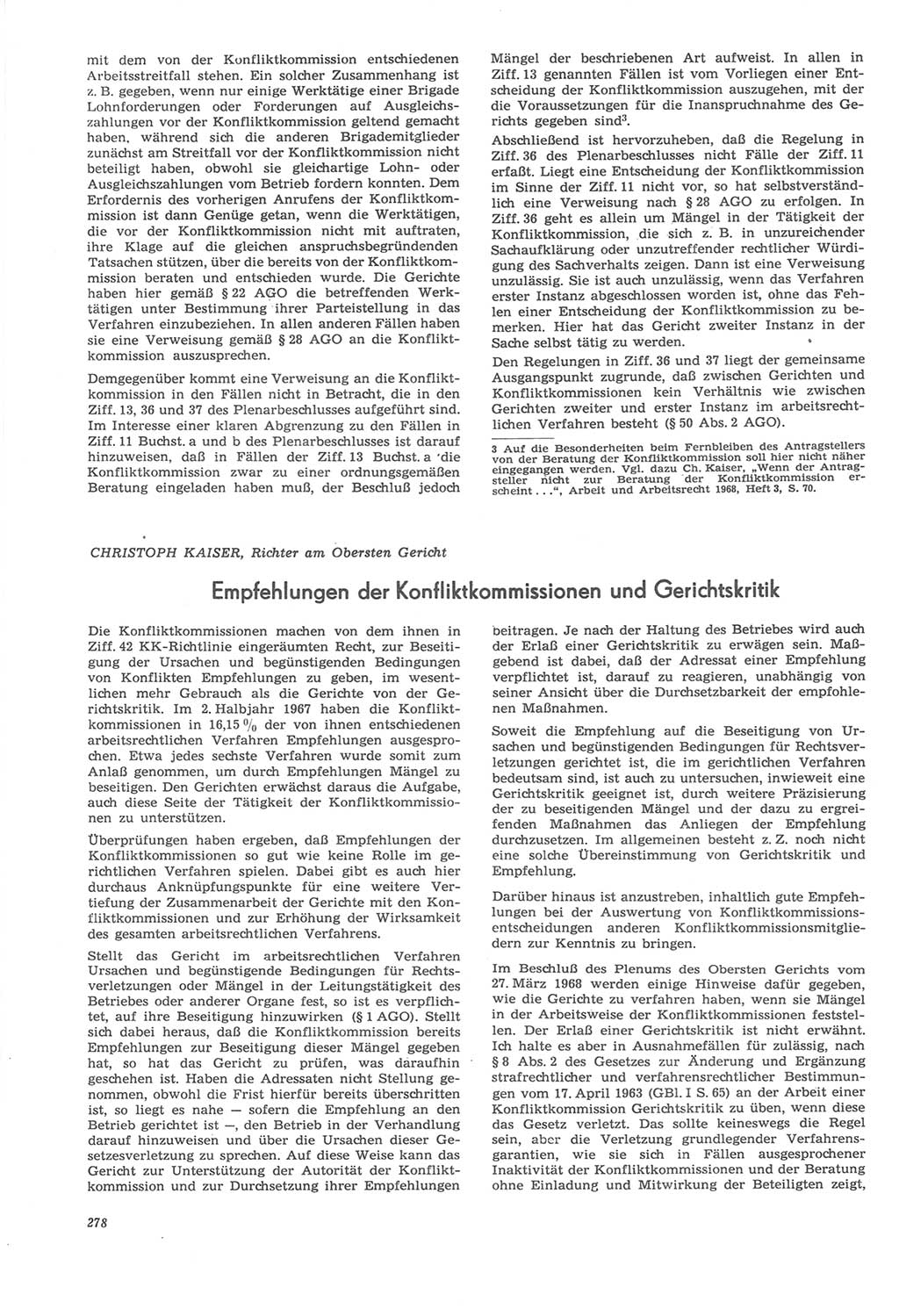 Neue Justiz (NJ), Zeitschrift für Recht und Rechtswissenschaft [Deutsche Demokratische Republik (DDR)], 22. Jahrgang 1968, Seite 278 (NJ DDR 1968, S. 278)