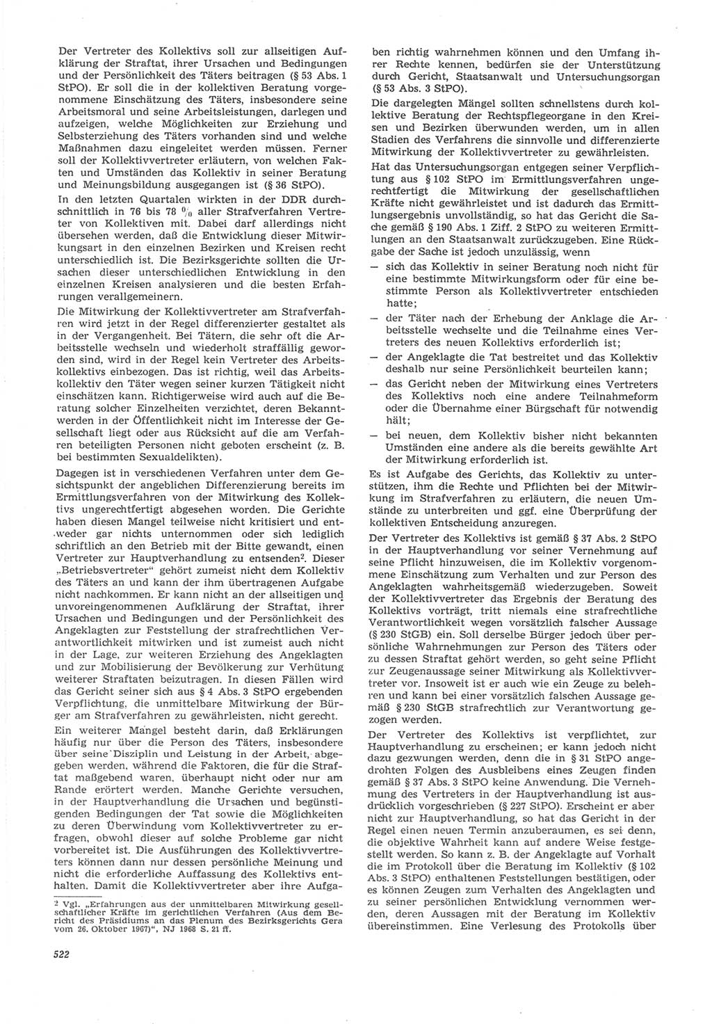 Neue Justiz (NJ), Zeitschrift für Recht und Rechtswissenschaft [Deutsche Demokratische Republik (DDR)], 22. Jahrgang 1968, Seite 522 (NJ DDR 1968, S. 522)