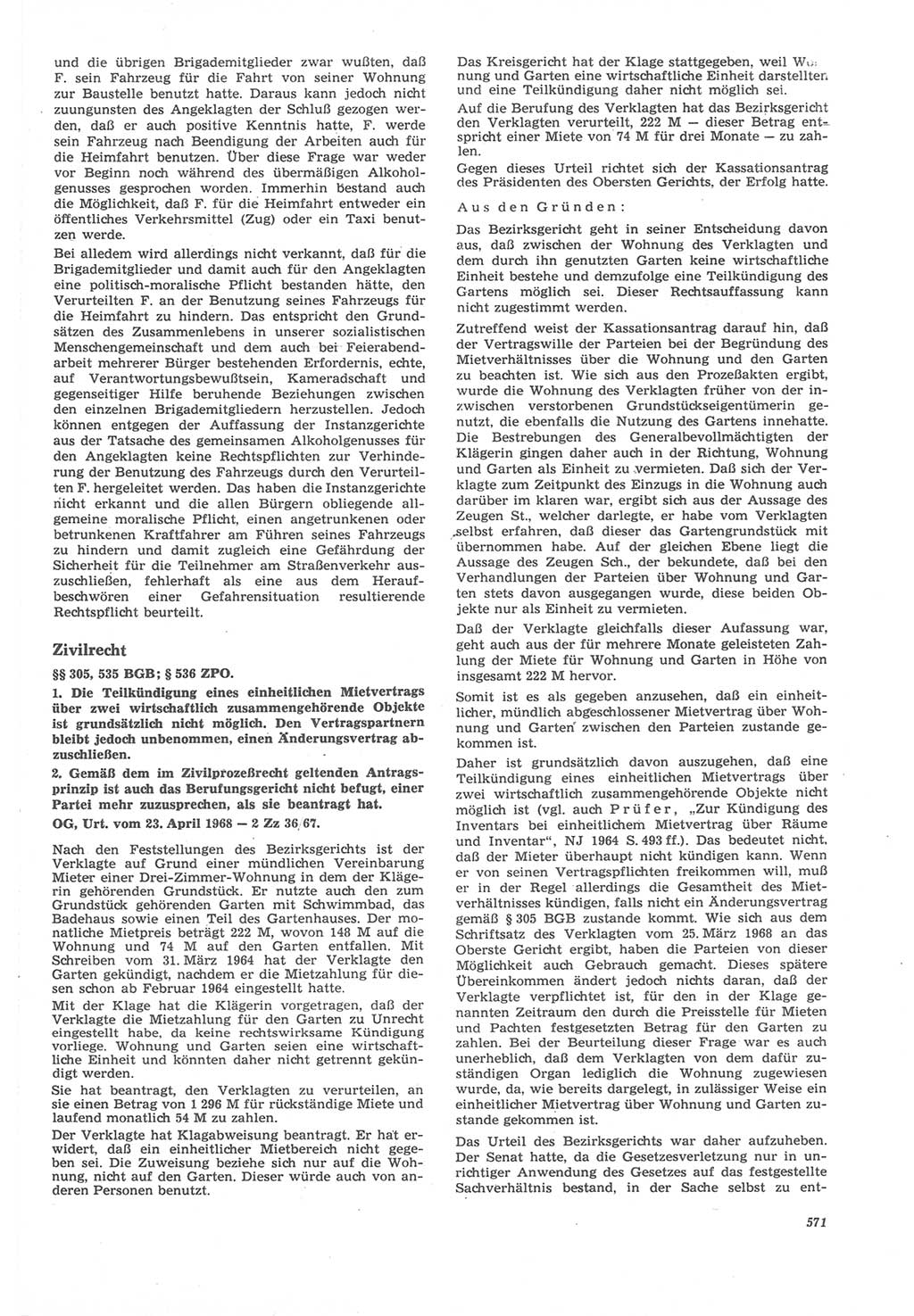 Neue Justiz (NJ), Zeitschrift für Recht und Rechtswissenschaft [Deutsche Demokratische Republik (DDR)], 22. Jahrgang 1968, Seite 571 (NJ DDR 1968, S. 571)