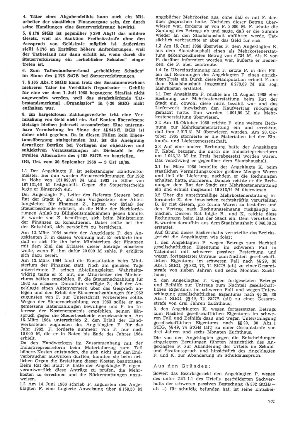 Neue Justiz (NJ), Zeitschrift für Recht und Rechtswissenschaft [Deutsche Demokratische Republik (DDR)], 22. Jahrgang 1968, Seite 701 (NJ DDR 1968, S. 701)