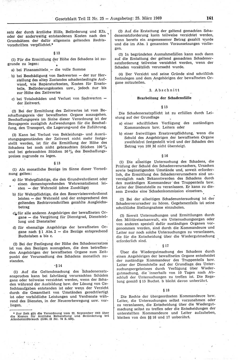 Gesetzblatt (GBl.) der Deutschen Demokratischen Republik (DDR) Teil ⅠⅠ 1969, Seite 161 (GBl. DDR ⅠⅠ 1969, S. 161)