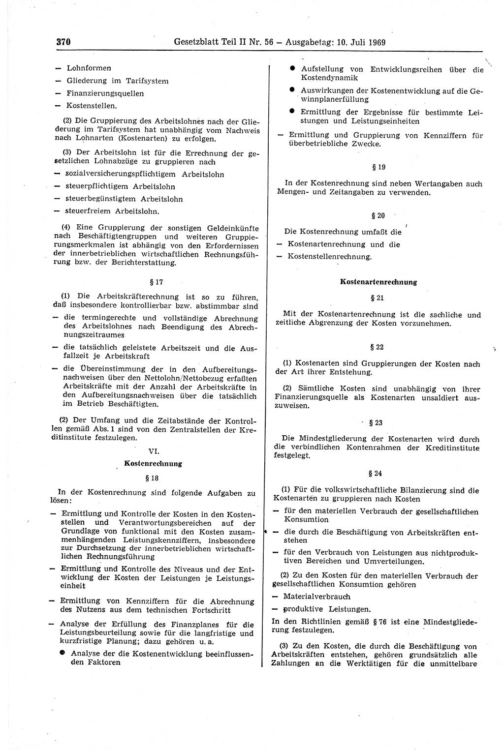 Gesetzblatt (GBl.) der Deutschen Demokratischen Republik (DDR) Teil ⅠⅠ 1969, Seite 370 (GBl. DDR ⅠⅠ 1969, S. 370)