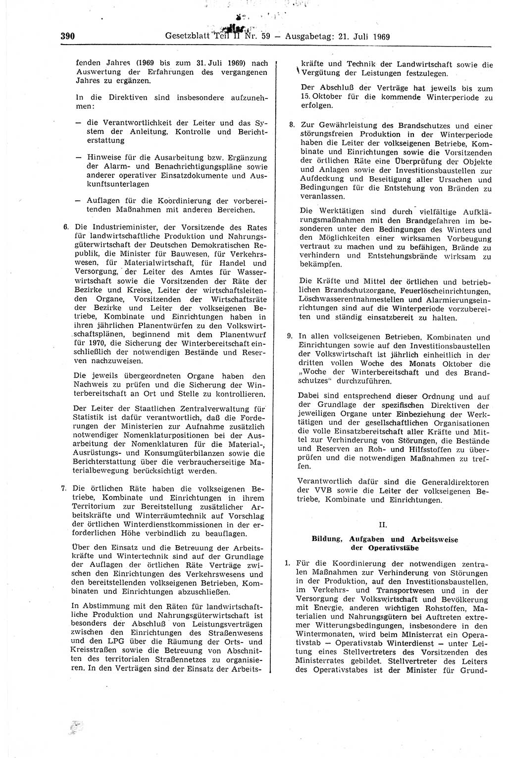 Gesetzblatt (GBl.) der Deutschen Demokratischen Republik (DDR) Teil ⅠⅠ 1969, Seite 390 (GBl. DDR ⅠⅠ 1969, S. 390)