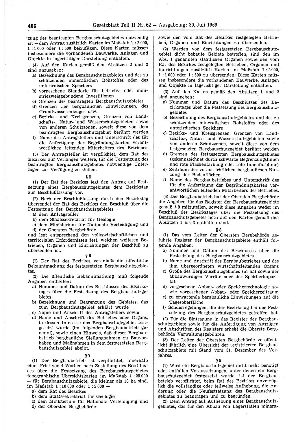 Gesetzblatt (GBl.) der Deutschen Demokratischen Republik (DDR) Teil ⅠⅠ 1969, Seite 406 (GBl. DDR ⅠⅠ 1969, S. 406)