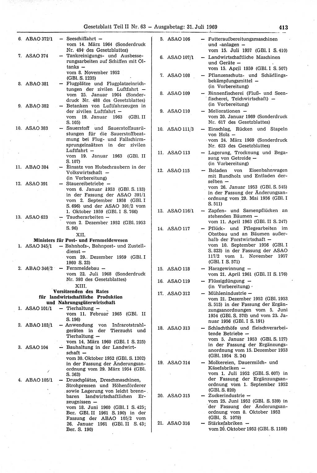 Gesetzblatt (GBl.) der Deutschen Demokratischen Republik (DDR) Teil ⅠⅠ 1969, Seite 413 (GBl. DDR ⅠⅠ 1969, S. 413)
