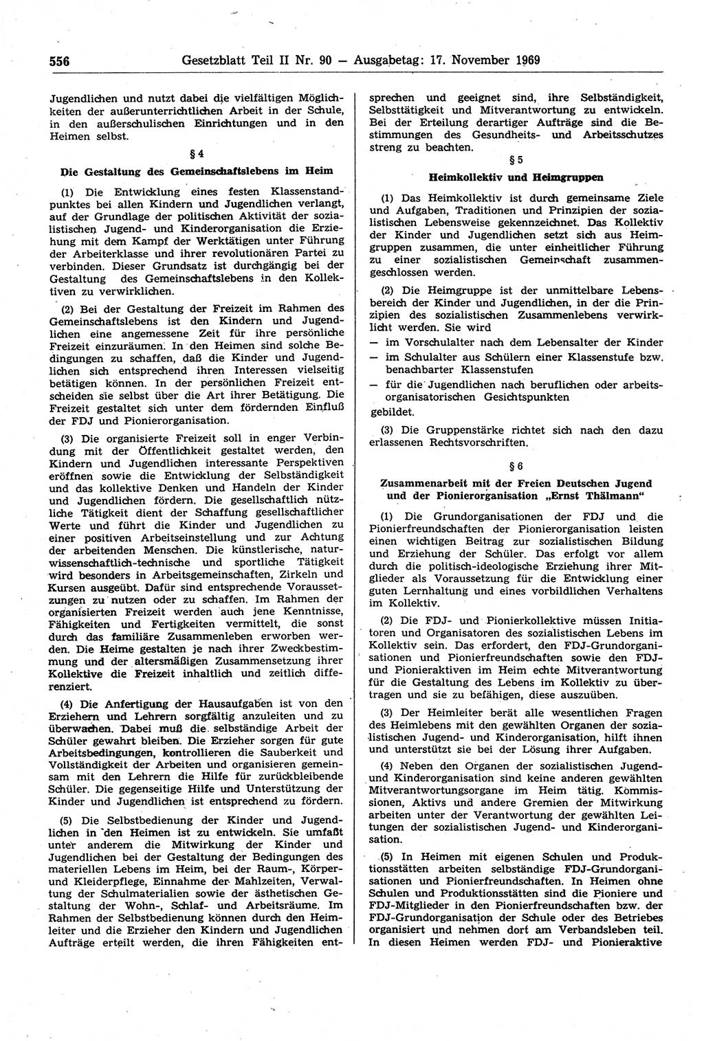 Gesetzblatt (GBl.) der Deutschen Demokratischen Republik (DDR) Teil ⅠⅠ 1969, Seite 556 (GBl. DDR ⅠⅠ 1969, S. 556)