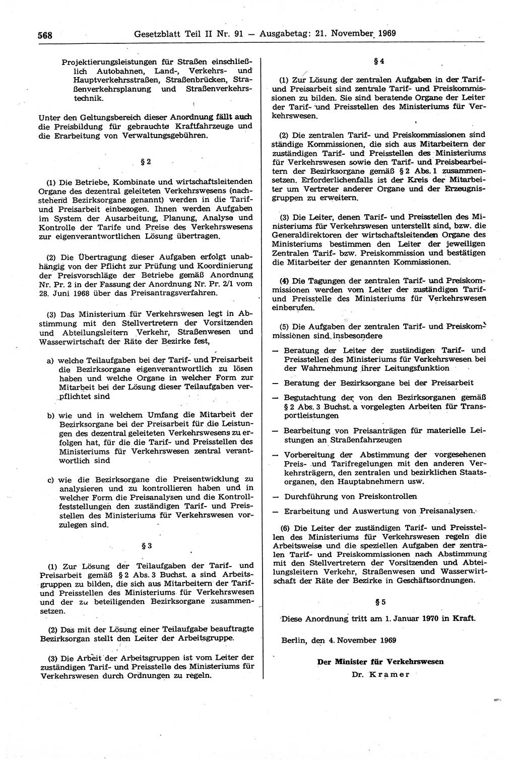 Gesetzblatt (GBl.) der Deutschen Demokratischen Republik (DDR) Teil ⅠⅠ 1969, Seite 568 (GBl. DDR ⅠⅠ 1969, S. 568)