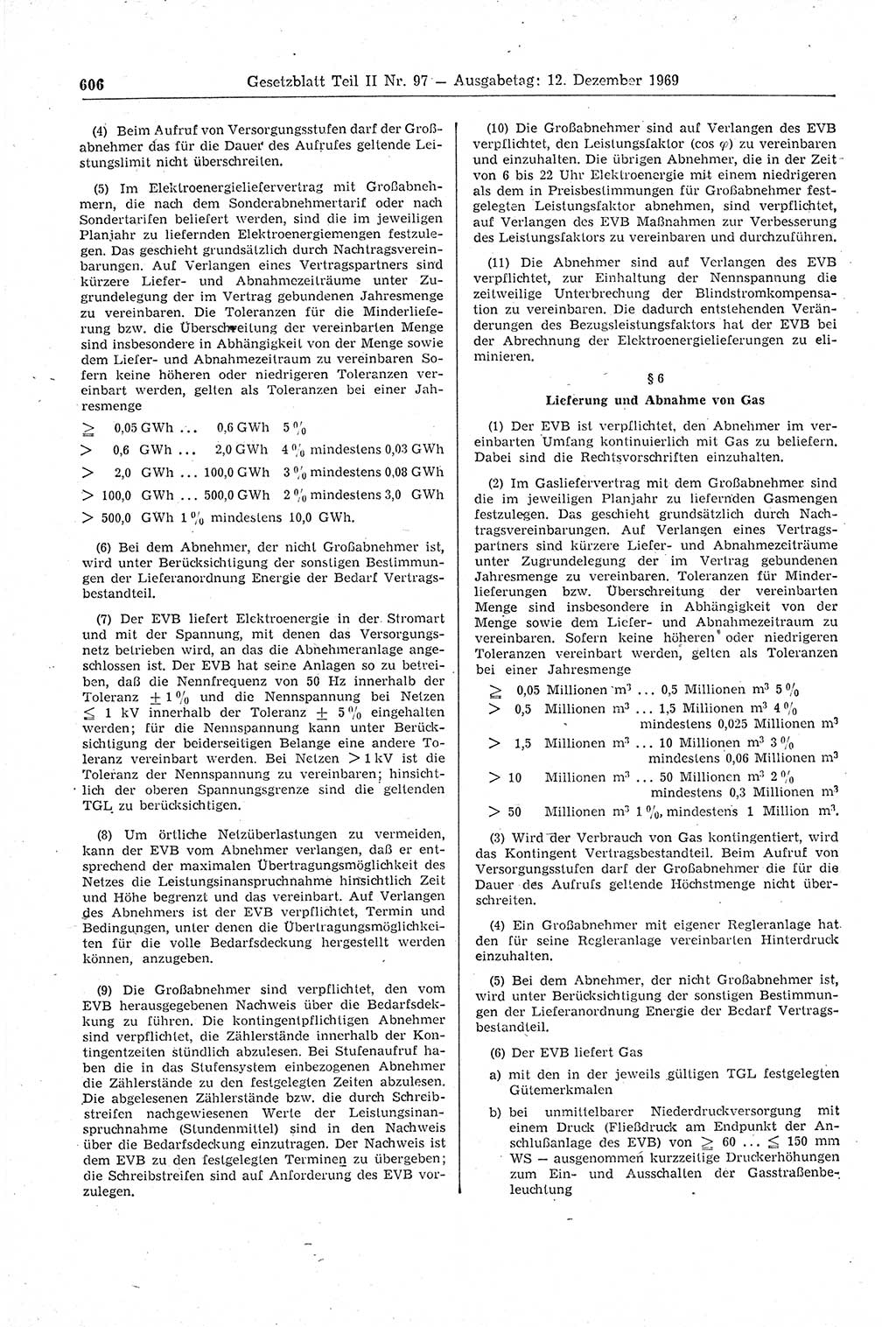 Gesetzblatt (GBl.) der Deutschen Demokratischen Republik (DDR) Teil ⅠⅠ 1969, Seite 606 (GBl. DDR ⅠⅠ 1969, S. 606)