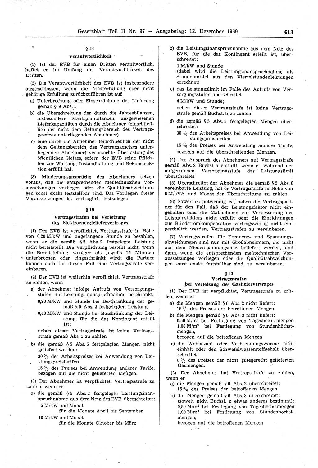 Gesetzblatt (GBl.) der Deutschen Demokratischen Republik (DDR) Teil ⅠⅠ 1969, Seite 613 (GBl. DDR ⅠⅠ 1969, S. 613)