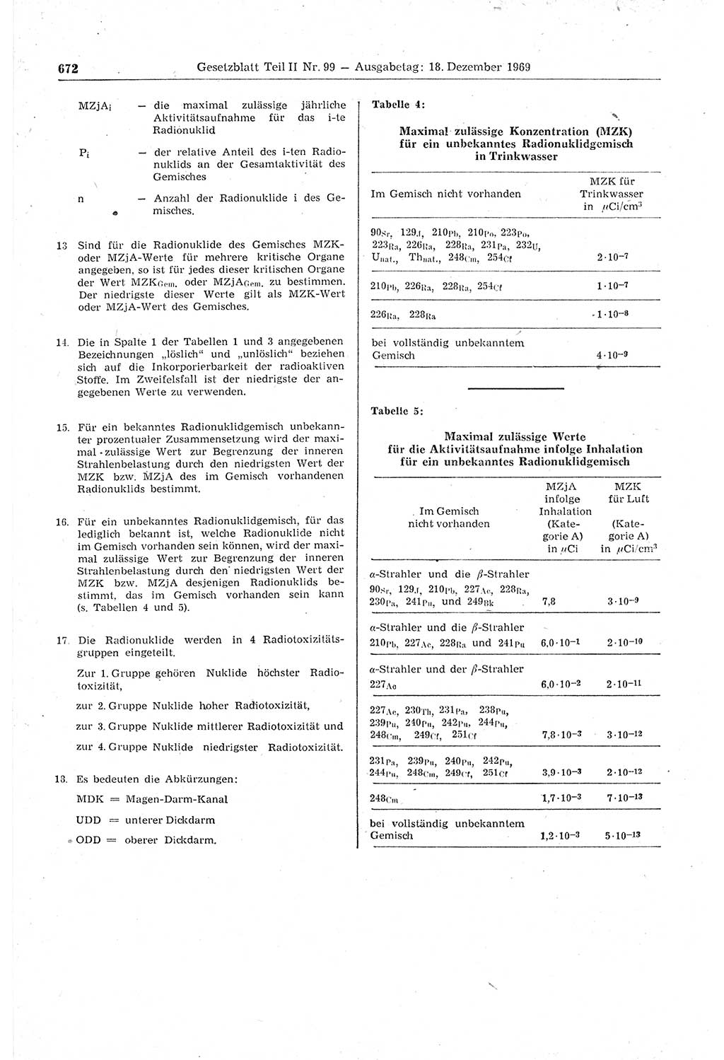 Gesetzblatt (GBl.) der Deutschen Demokratischen Republik (DDR) Teil ⅠⅠ 1969, Seite 672 (GBl. DDR ⅠⅠ 1969, S. 672)