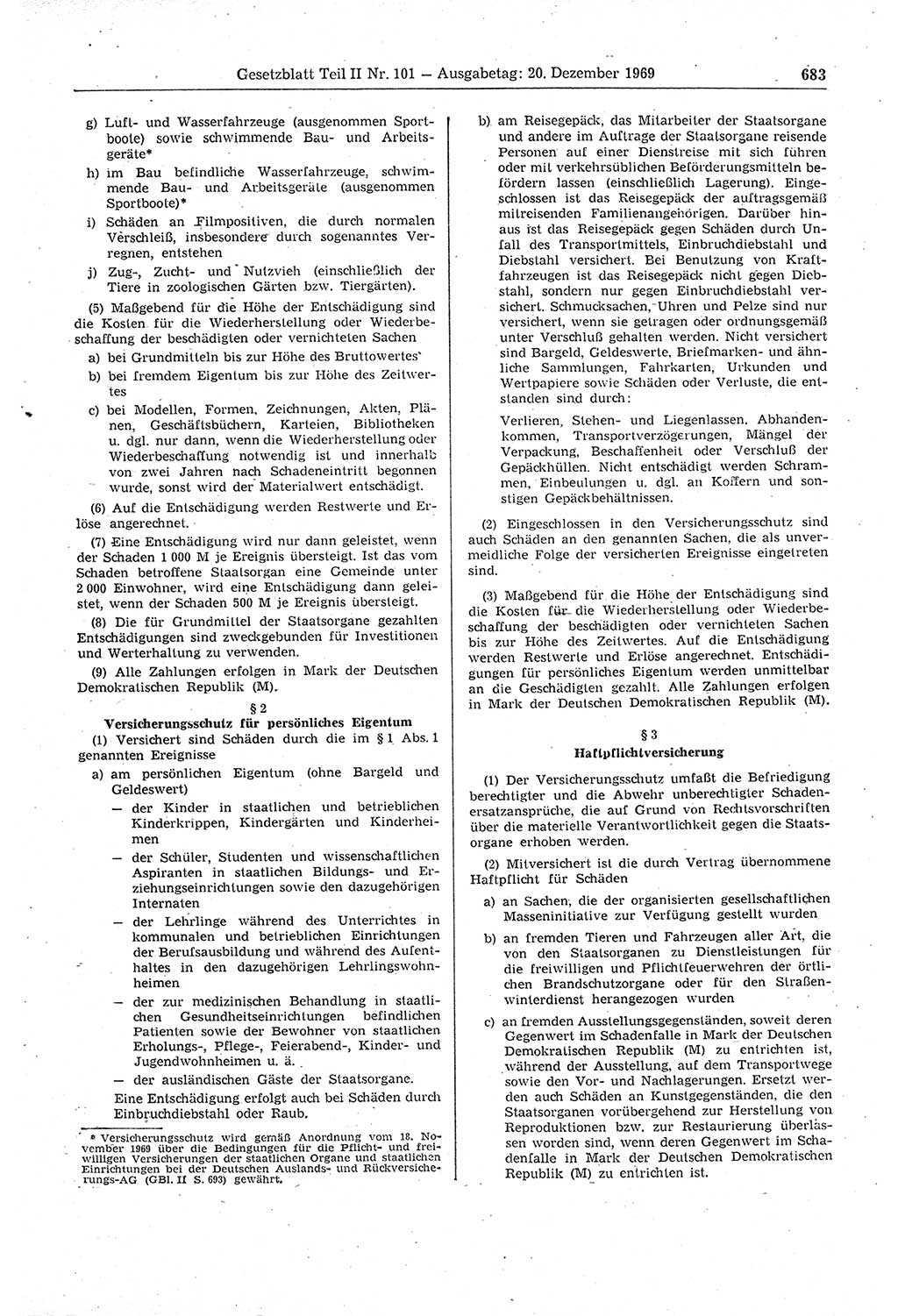 Gesetzblatt (GBl.) der Deutschen Demokratischen Republik (DDR) Teil ⅠⅠ 1969, Seite 683 (GBl. DDR ⅠⅠ 1969, S. 683)
