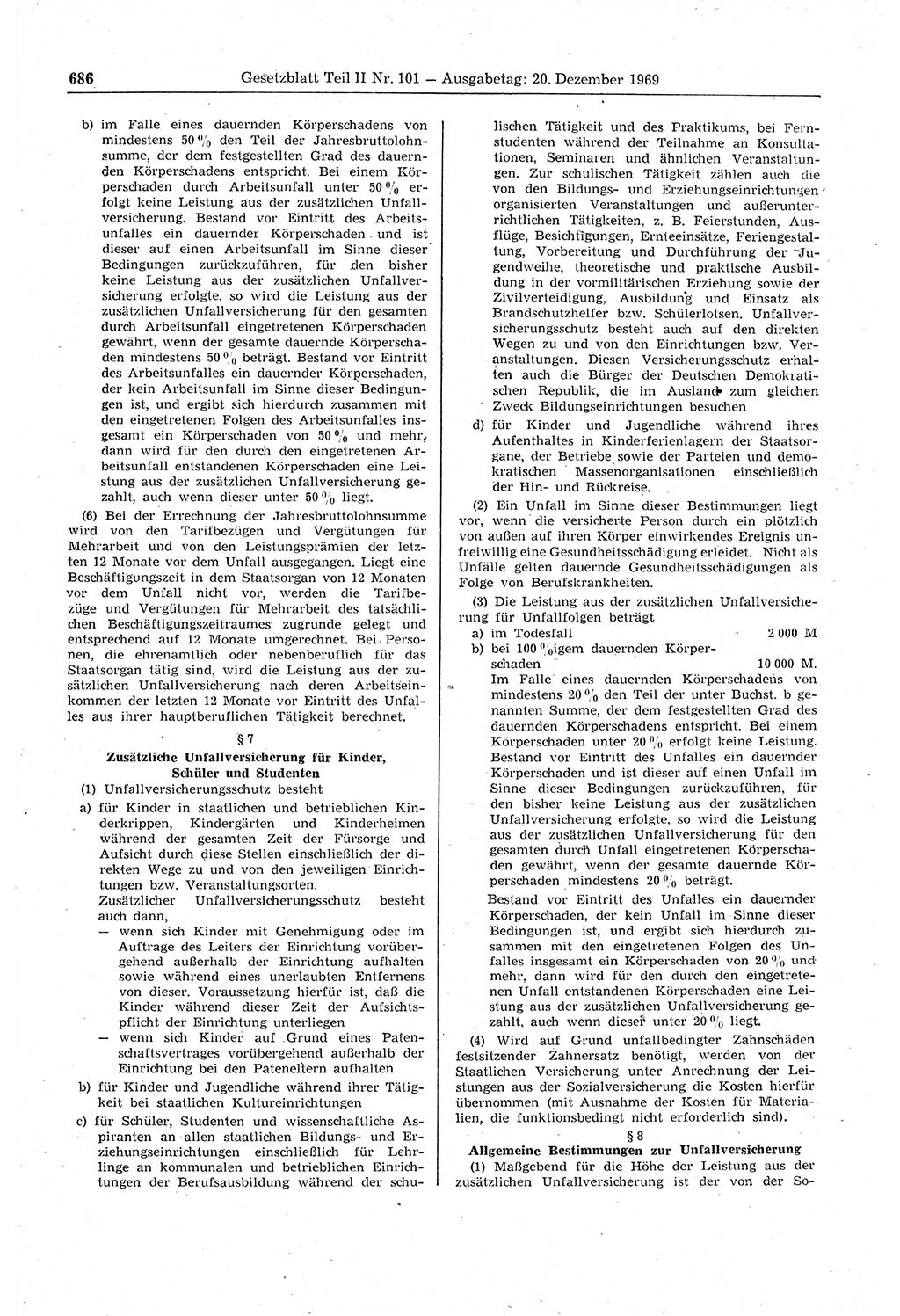 Gesetzblatt (GBl.) der Deutschen Demokratischen Republik (DDR) Teil ⅠⅠ 1969, Seite 686 (GBl. DDR ⅠⅠ 1969, S. 686)