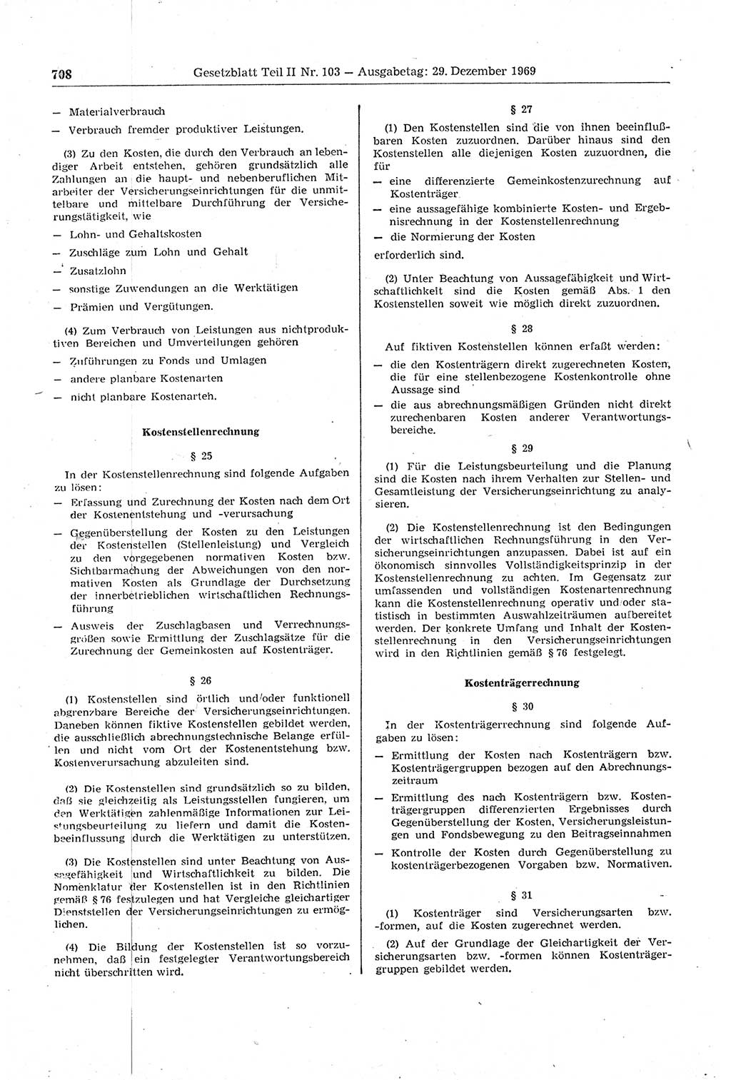 Gesetzblatt (GBl.) der Deutschen Demokratischen Republik (DDR) Teil ⅠⅠ 1969, Seite 708 (GBl. DDR ⅠⅠ 1969, S. 708)