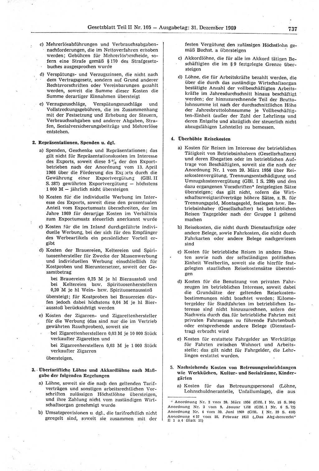 Gesetzblatt (GBl.) der Deutschen Demokratischen Republik (DDR) Teil ⅠⅠ 1969, Seite 737 (GBl. DDR ⅠⅠ 1969, S. 737)