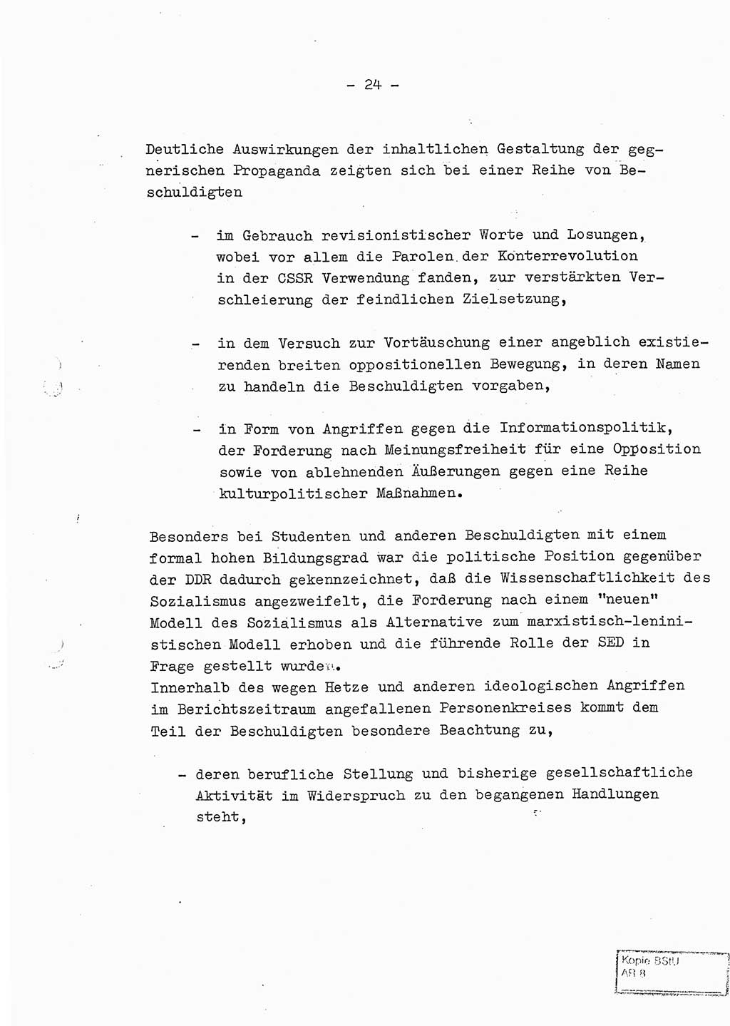 Jahresbericht der Hauptabteilung (HA) Ⅸ 1969 des Ministeriums für Staatssicherheit (MfS) der Deutschen Demokratischen Republik (DDR), Berlin 1970, Seite 24 (J.-Ber. MfS DDR HA Ⅸ /69 1970, S. 24)