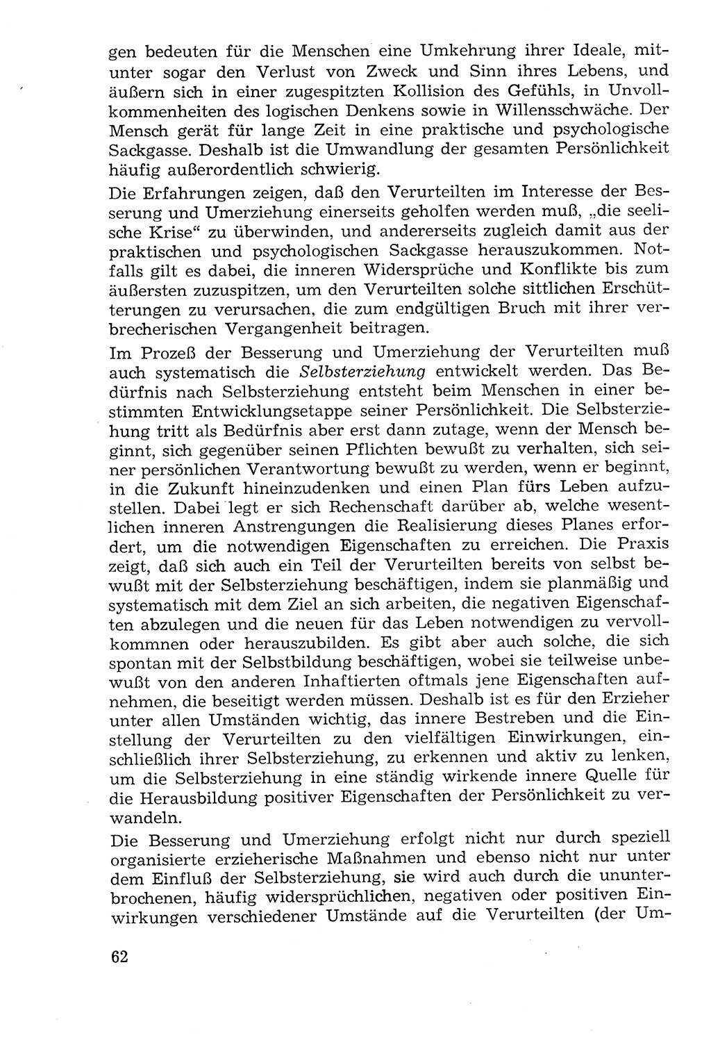 Lehrbuch der Strafvollzugspädagogik [Deutsche Demokratische Republik (DDR)] 1969, Seite 62 (Lb. SV-Pd. DDR 1969, S. 62)