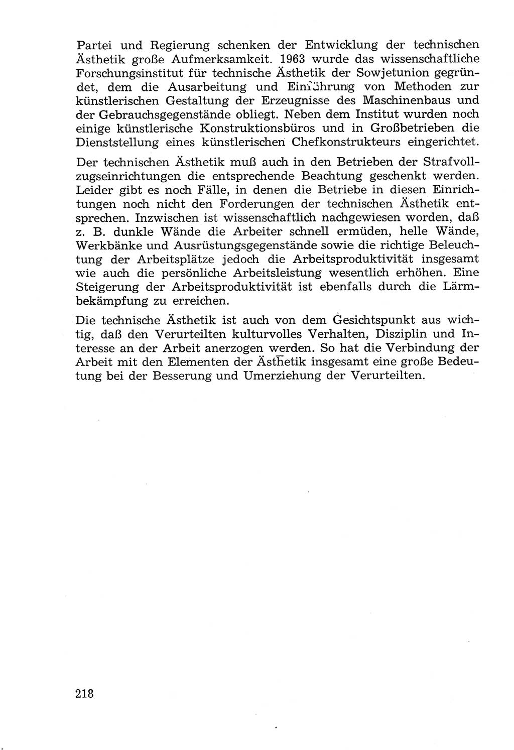 Lehrbuch der Strafvollzugspädagogik [Deutsche Demokratische Republik (DDR)] 1969, Seite 218 (Lb. SV-Pd. DDR 1969, S. 218)