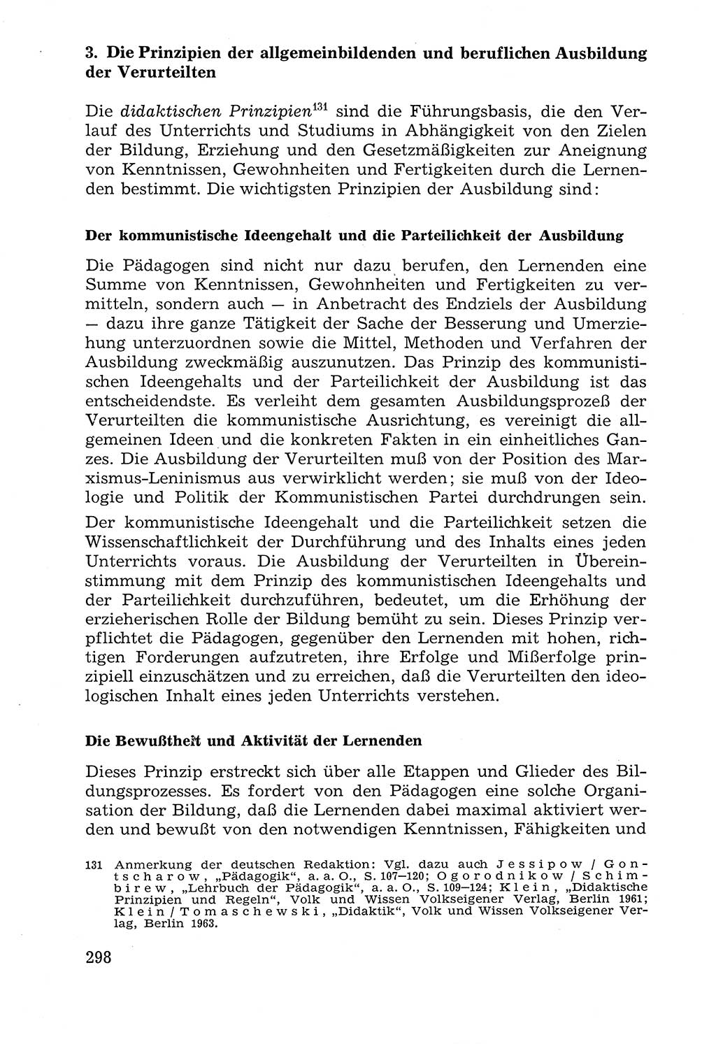 Lehrbuch der Strafvollzugspädagogik [Deutsche Demokratische Republik (DDR)] 1969, Seite 298 (Lb. SV-Pd. DDR 1969, S. 298)