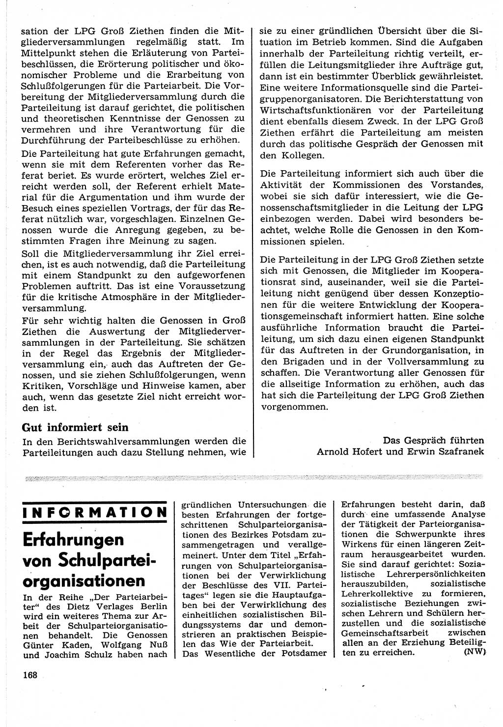Neuer Weg (NW), Organ des Zentralkomitees (ZK) der SED (Sozialistische Einheitspartei Deutschlands) für Fragen des Parteilebens, 24. Jahrgang [Deutsche Demokratische Republik (DDR)] 1969, Seite 168 (NW ZK SED DDR 1969, S. 168)