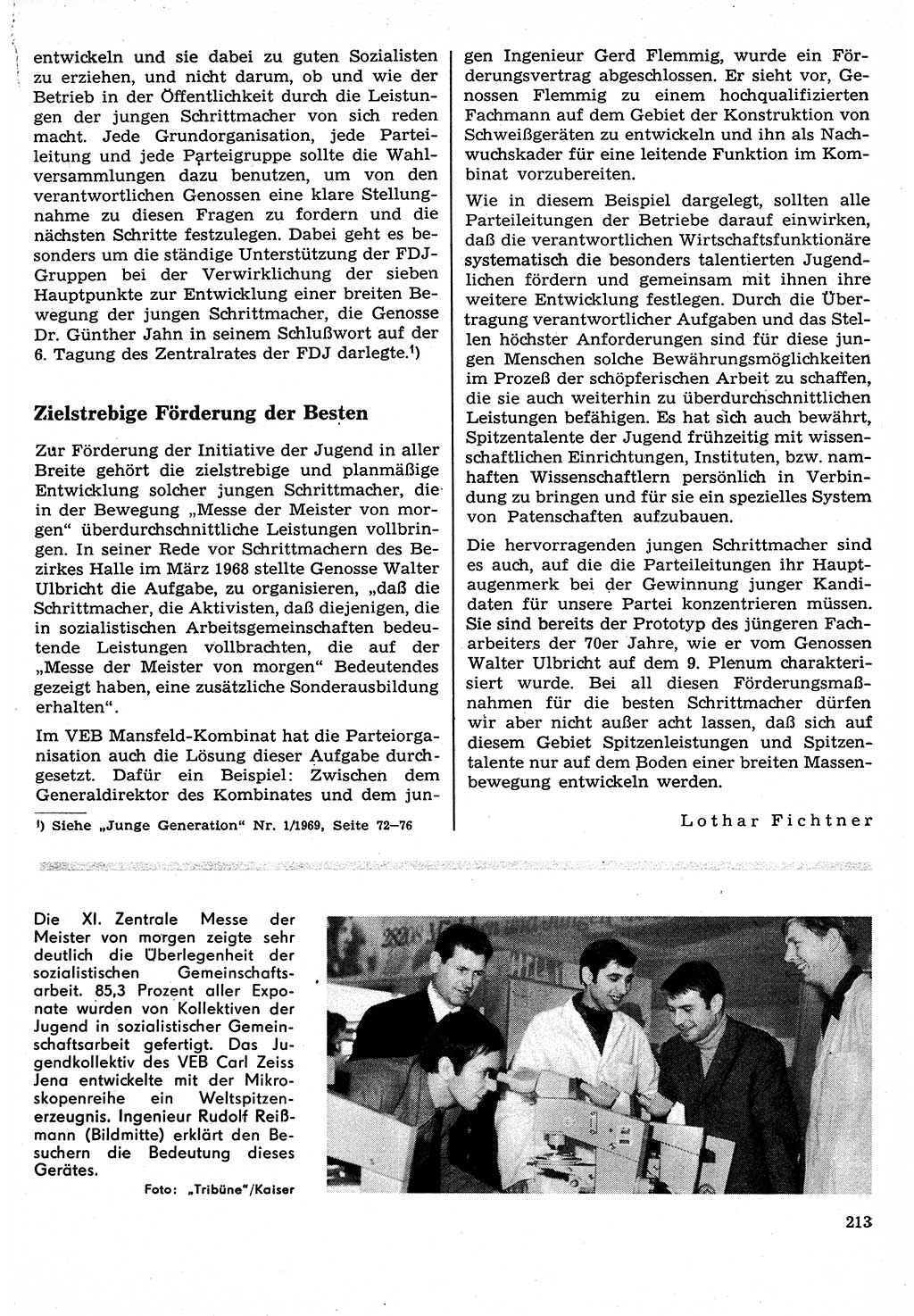 Neuer Weg (NW), Organ des Zentralkomitees (ZK) der SED (Sozialistische Einheitspartei Deutschlands) für Fragen des Parteilebens, 24. Jahrgang [Deutsche Demokratische Republik (DDR)] 1969, Seite 213 (NW ZK SED DDR 1969, S. 213)