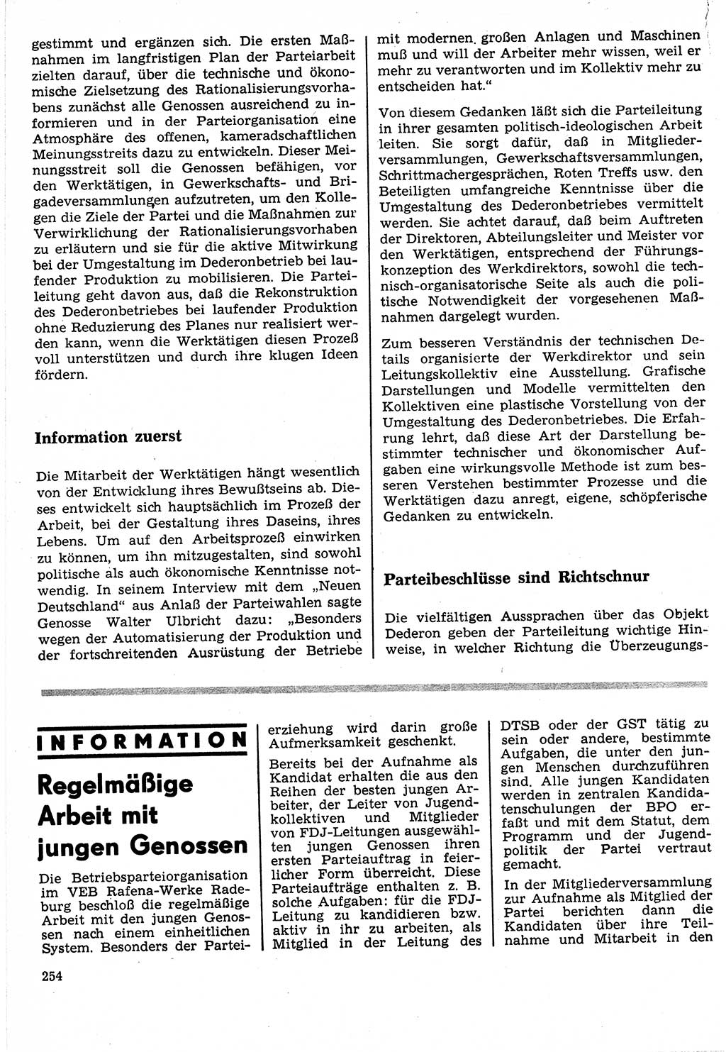 Neuer Weg (NW), Organ des Zentralkomitees (ZK) der SED (Sozialistische Einheitspartei Deutschlands) für Fragen des Parteilebens, 24. Jahrgang [Deutsche Demokratische Republik (DDR)] 1969, Seite 254 (NW ZK SED DDR 1969, S. 254)