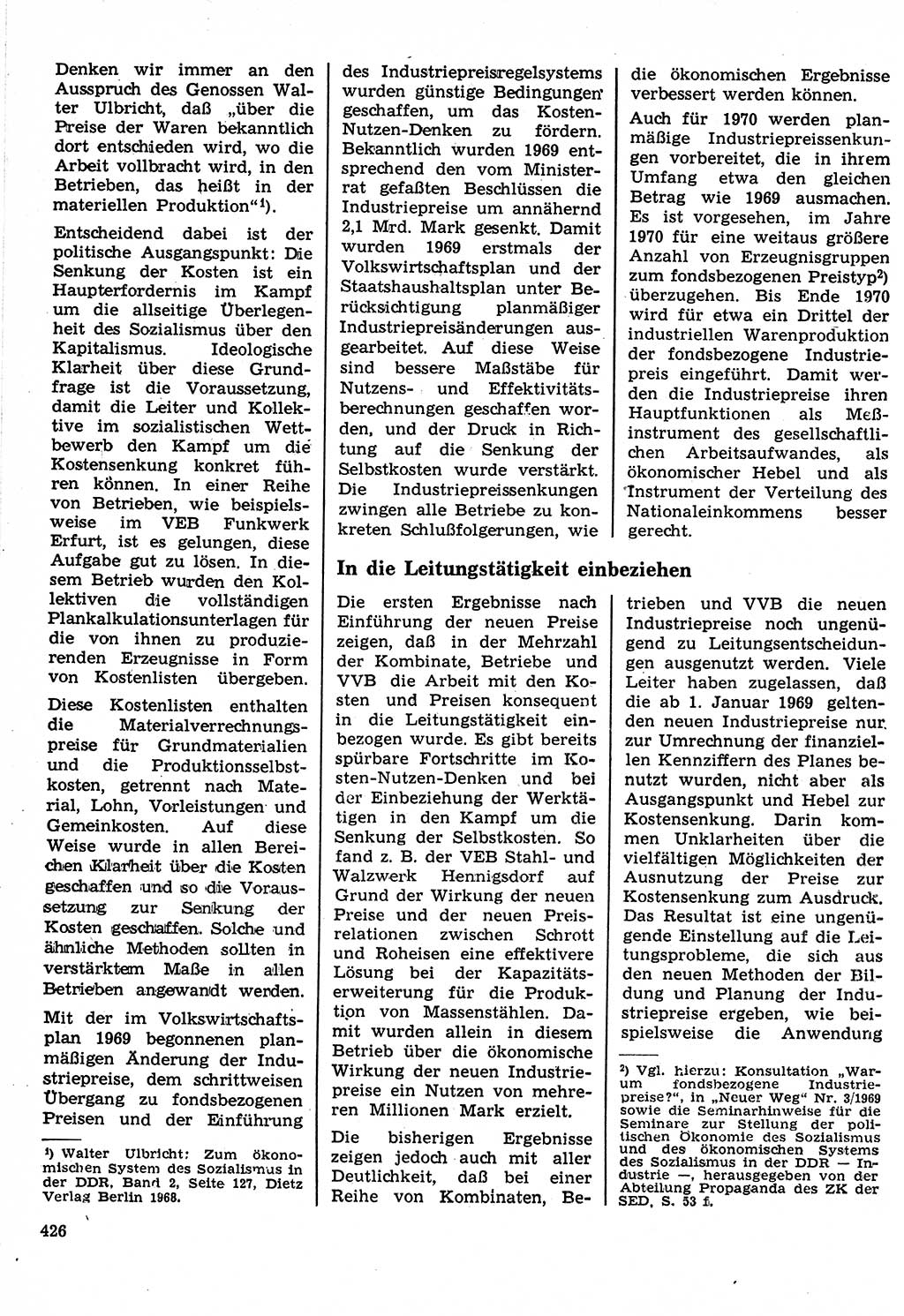 Neuer Weg (NW), Organ des Zentralkomitees (ZK) der SED (Sozialistische Einheitspartei Deutschlands) für Fragen des Parteilebens, 24. Jahrgang [Deutsche Demokratische Republik (DDR)] 1969, Seite 426 (NW ZK SED DDR 1969, S. 426)