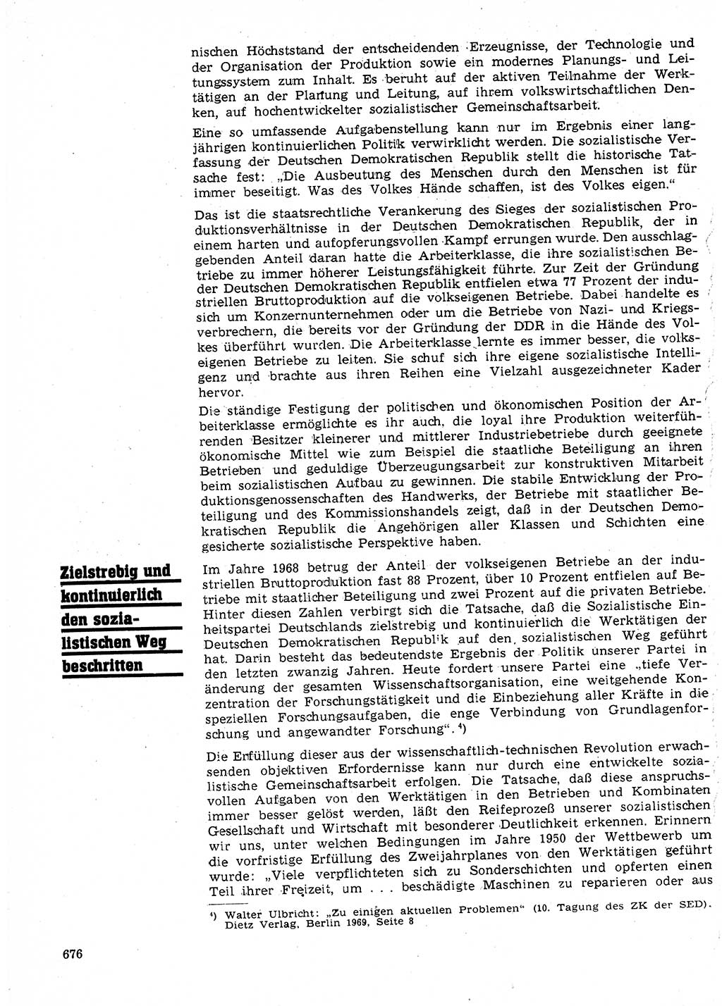 Neuer Weg (NW), Organ des Zentralkomitees (ZK) der SED (Sozialistische Einheitspartei Deutschlands) für Fragen des Parteilebens, 24. Jahrgang [Deutsche Demokratische Republik (DDR)] 1969, Seite 676 (NW ZK SED DDR 1969, S. 676)
