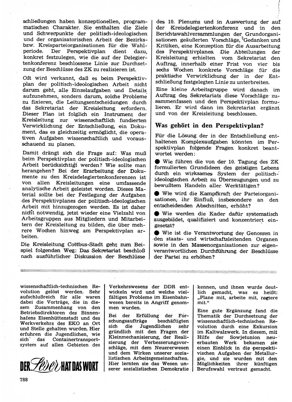 Neuer Weg (NW), Organ des Zentralkomitees (ZK) der SED (Sozialistische Einheitspartei Deutschlands) für Fragen des Parteilebens, 24. Jahrgang [Deutsche Demokratische Republik (DDR)] 1969, Seite 788 (NW ZK SED DDR 1969, S. 788)