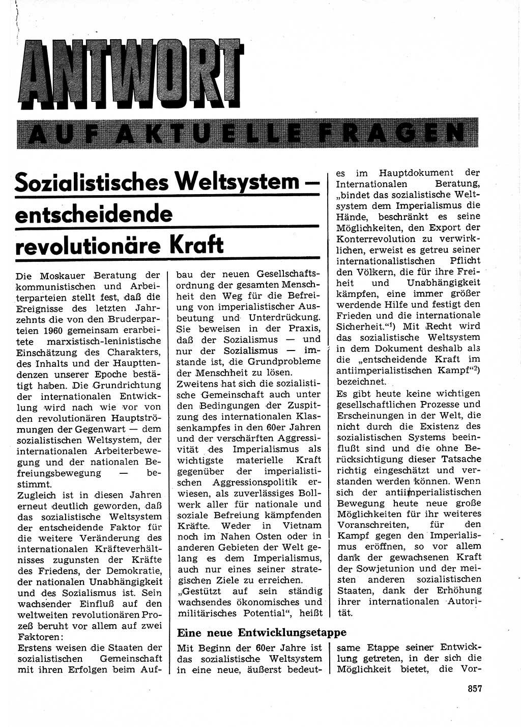 Neuer Weg (NW), Organ des Zentralkomitees (ZK) der SED (Sozialistische Einheitspartei Deutschlands) für Fragen des Parteilebens, 24. Jahrgang [Deutsche Demokratische Republik (DDR)] 1969, Seite 857 (NW ZK SED DDR 1969, S. 857)