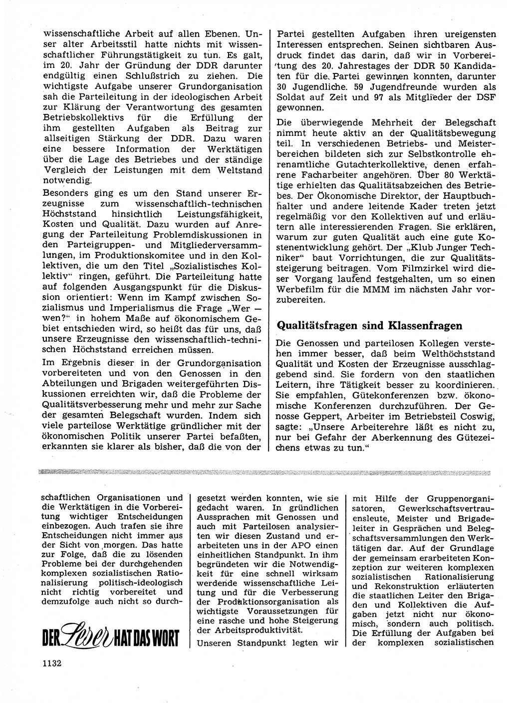 Neuer Weg (NW), Organ des Zentralkomitees (ZK) der SED (Sozialistische Einheitspartei Deutschlands) für Fragen des Parteilebens, 24. Jahrgang [Deutsche Demokratische Republik (DDR)] 1969, Seite 1132 (NW ZK SED DDR 1969, S. 1132)