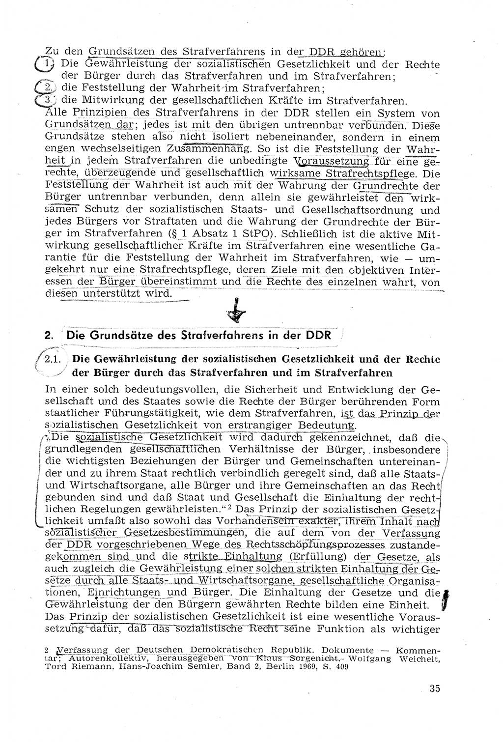 Strafprozeßrecht der DDR (Deutsche Demokratische Republik), Lehrmaterial 1969, Seite 35 (Strafprozeßr. DDR Lehrmat. 1969, S. 35)