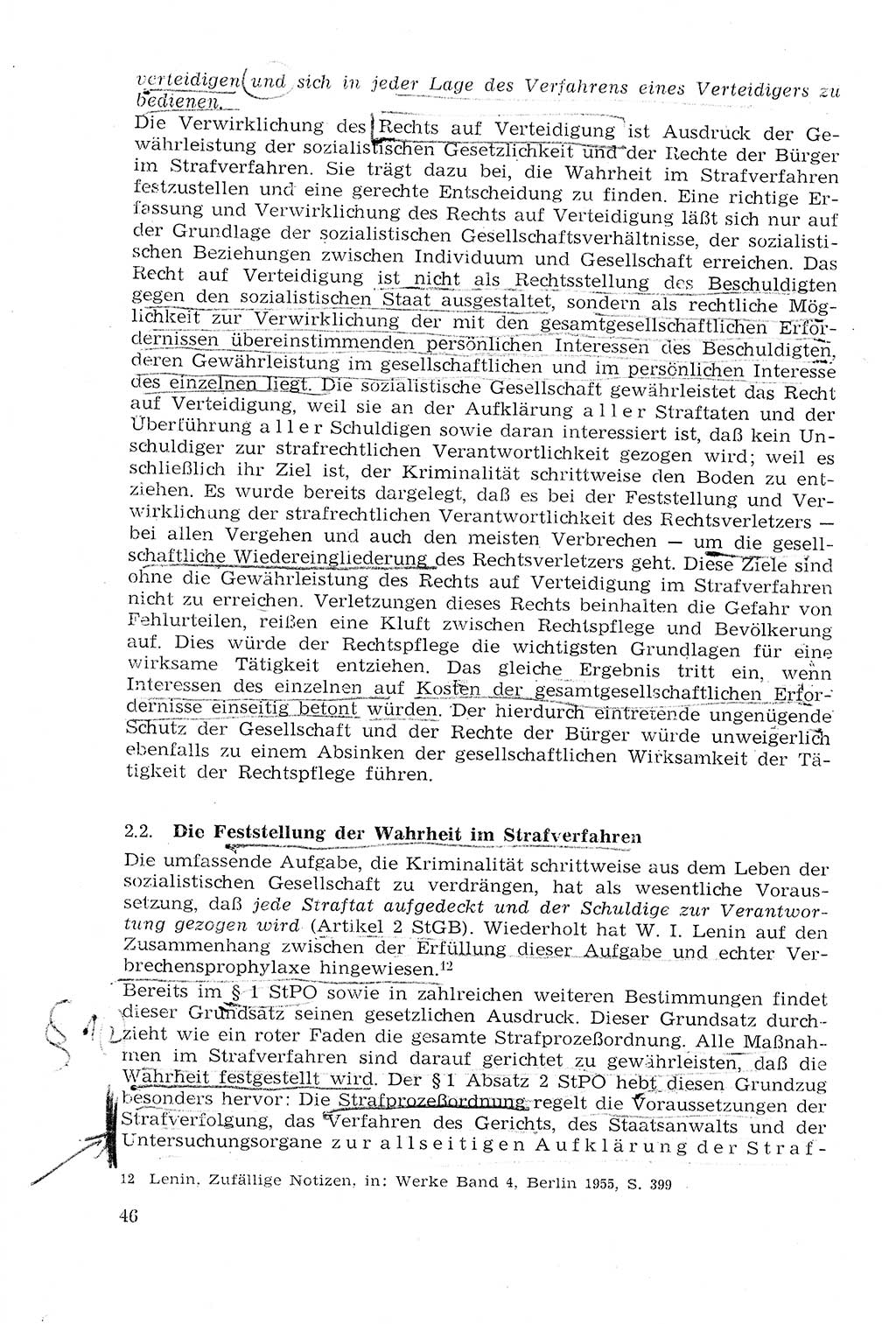 Strafprozeßrecht der DDR (Deutsche Demokratische Republik), Lehrmaterial 1969, Seite 46 (Strafprozeßr. DDR Lehrmat. 1969, S. 46)