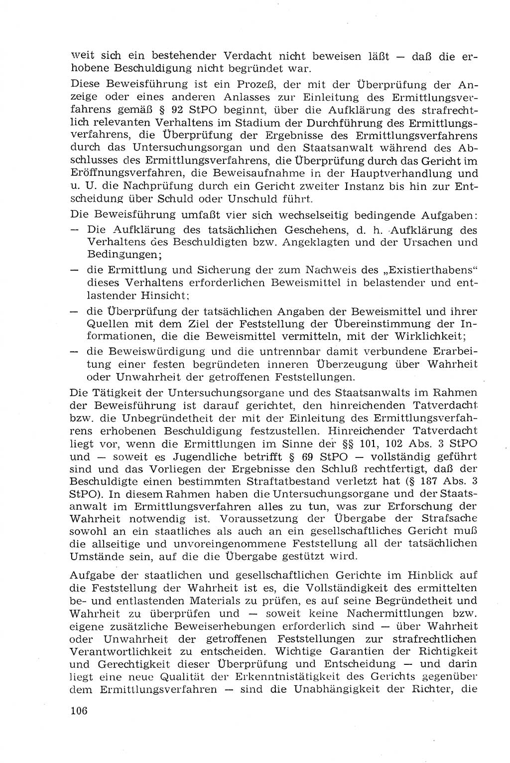 Strafprozeßrecht der DDR (Deutsche Demokratische Republik), Lehrmaterial 1969, Seite 106 (Strafprozeßr. DDR Lehrmat. 1969, S. 106)