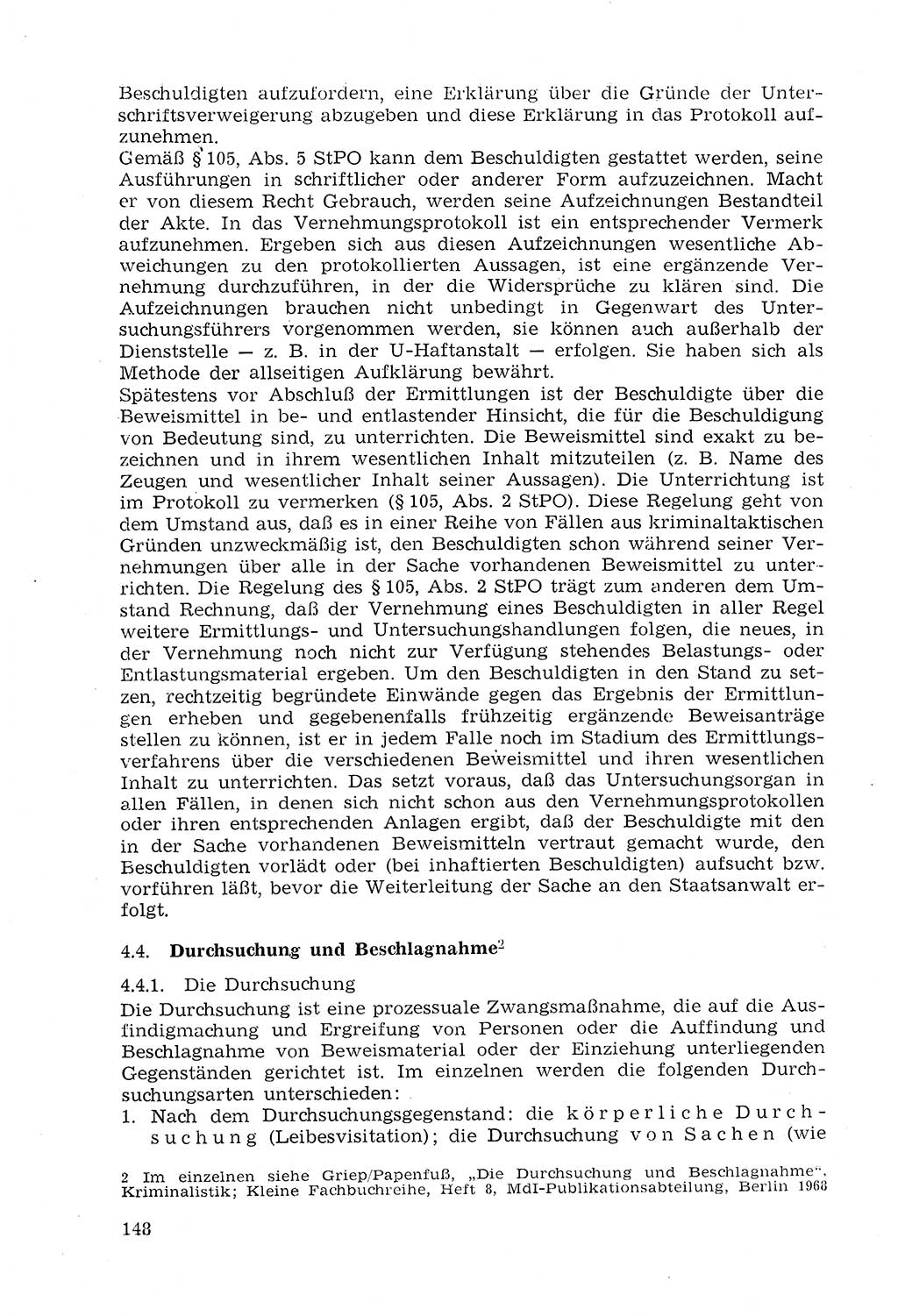 Strafprozeßrecht der DDR (Deutsche Demokratische Republik), Lehrmaterial 1969, Seite 148 (Strafprozeßr. DDR Lehrmat. 1969, S. 148)