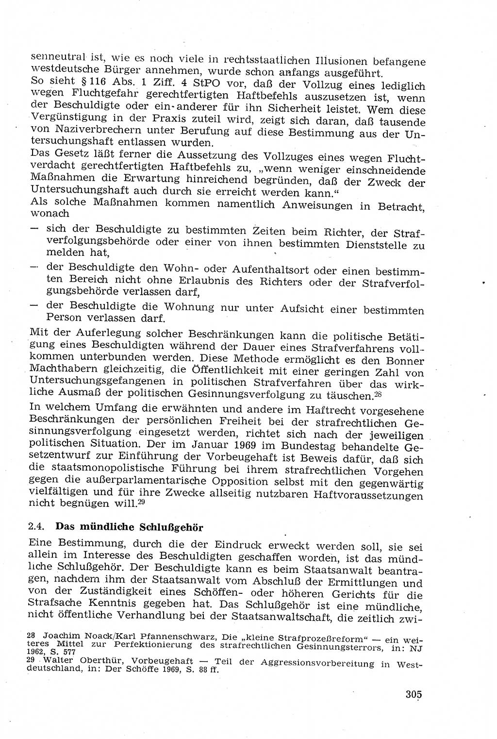Strafprozeßrecht der DDR (Deutsche Demokratische Republik), Lehrmaterial 1969, Seite 305 (Strafprozeßr. DDR Lehrmat. 1969, S. 305)