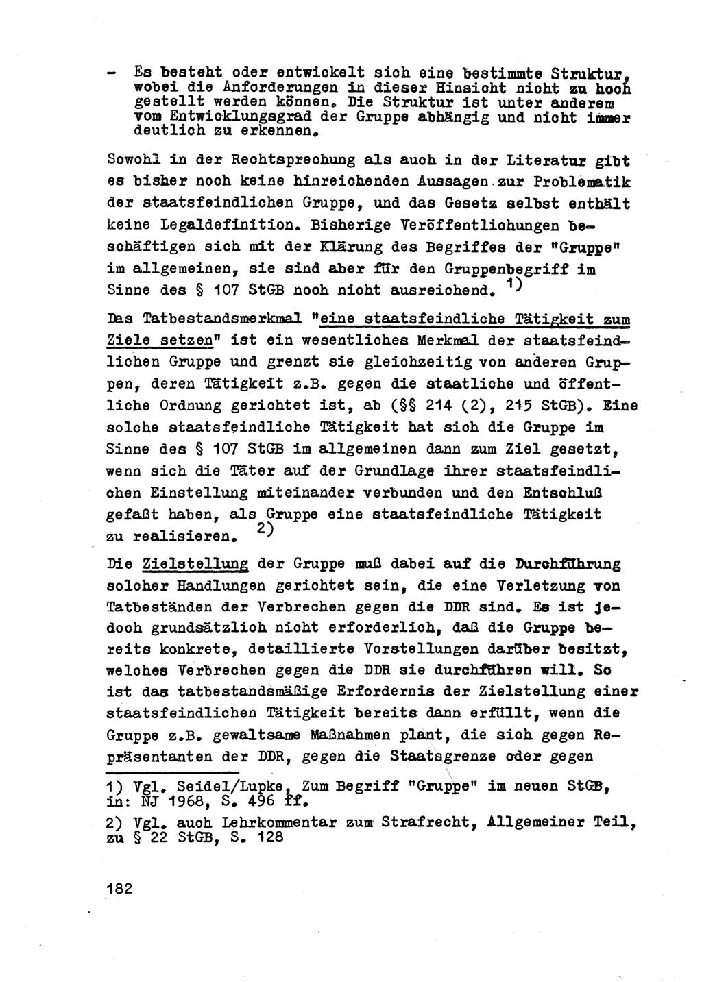Strafrecht der DDR (Deutsche Demokratische Republik), Besonderer Teil, Lehrmaterial, Heft 2 1969, Seite 182 (Strafr. DDR BT Lehrmat. H. 2 1969, S. 182)