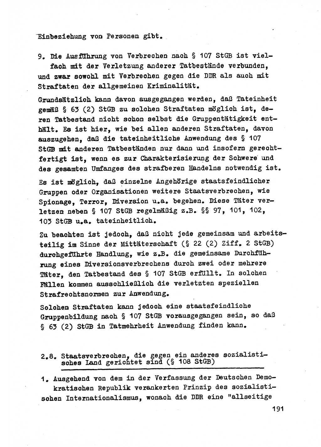 Strafrecht der DDR (Deutsche Demokratische Republik), Besonderer Teil, Lehrmaterial, Heft 2 1969, Seite 191 (Strafr. DDR BT Lehrmat. H. 2 1969, S. 191)