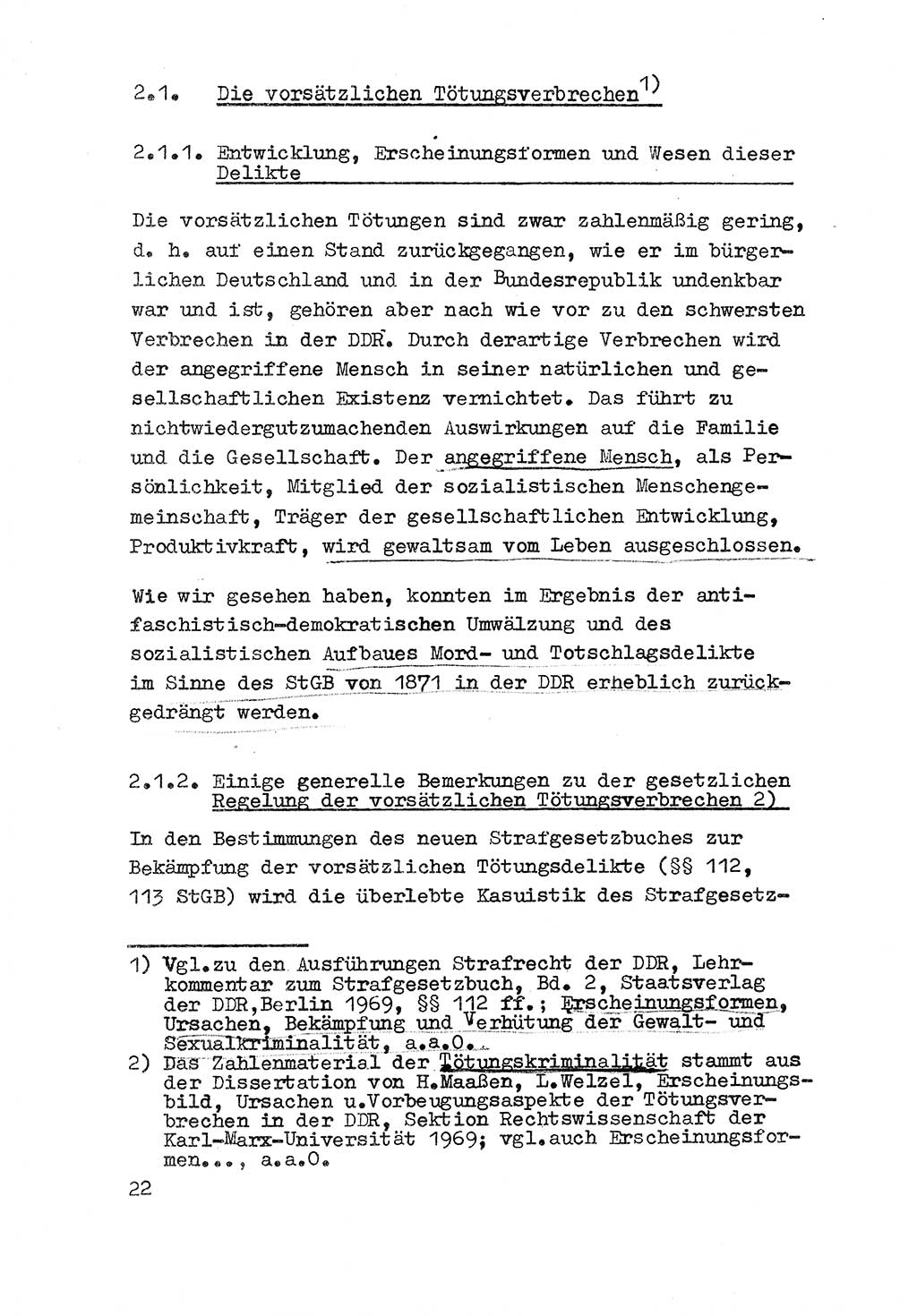 Strafrecht der DDR (Deutsche Demokratische Republik), Besonderer Teil, Lehrmaterial, Heft 3 1969, Seite 22 (Strafr. DDR BT Lehrmat. H. 3 1969, S. 22)