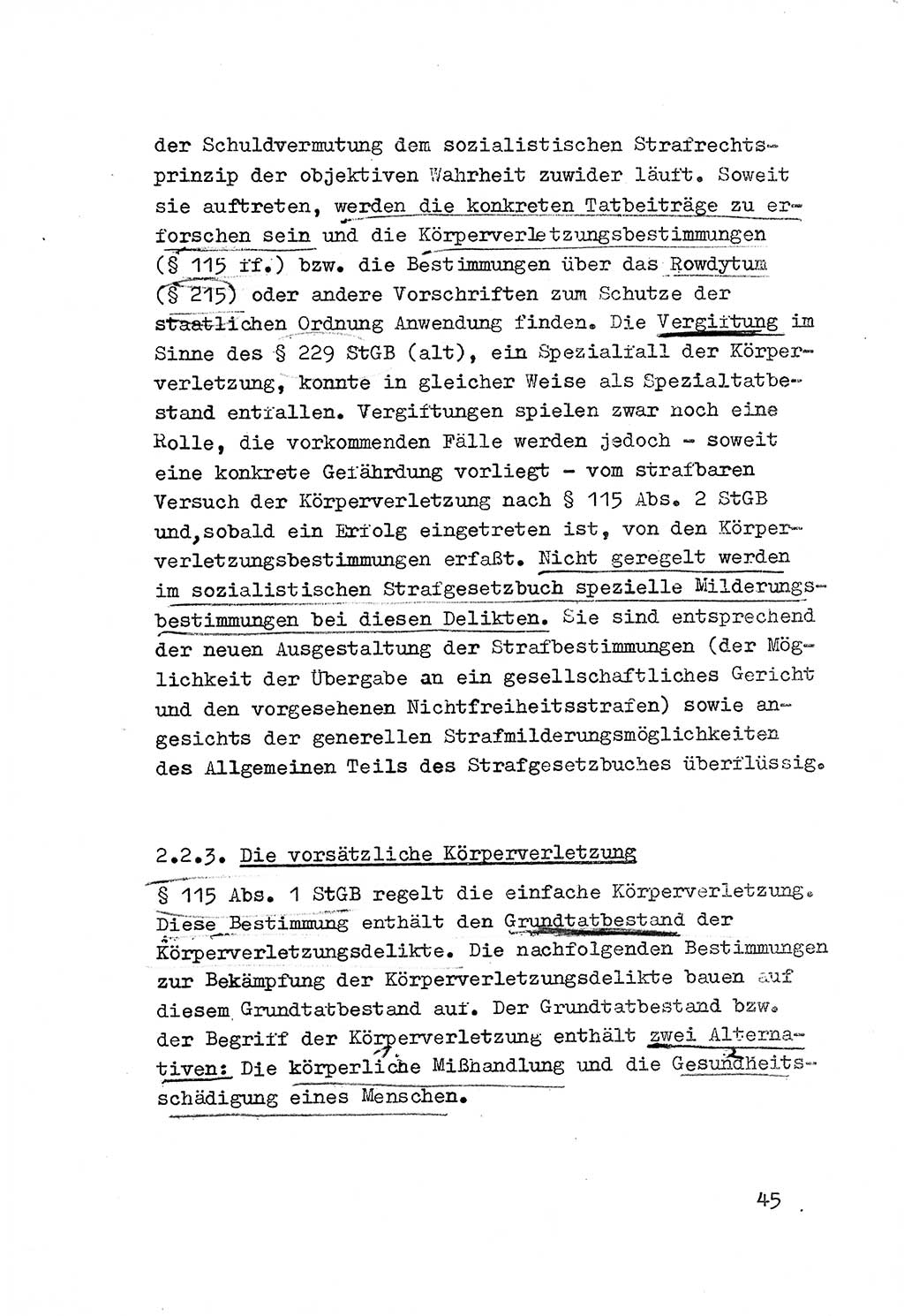 Strafrecht der DDR (Deutsche Demokratische Republik), Besonderer Teil, Lehrmaterial, Heft 3 1969, Seite 45 (Strafr. DDR BT Lehrmat. H. 3 1969, S. 45)