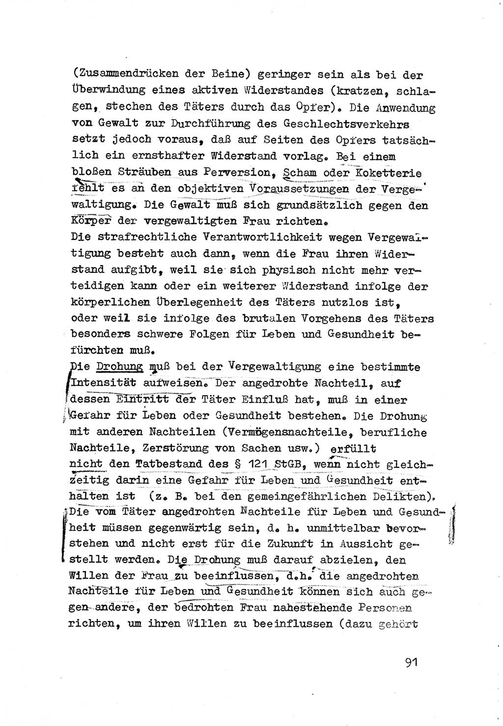 Strafrecht der DDR (Deutsche Demokratische Republik), Besonderer Teil, Lehrmaterial, Heft 3 1969, Seite 91 (Strafr. DDR BT Lehrmat. H. 3 1969, S. 91)