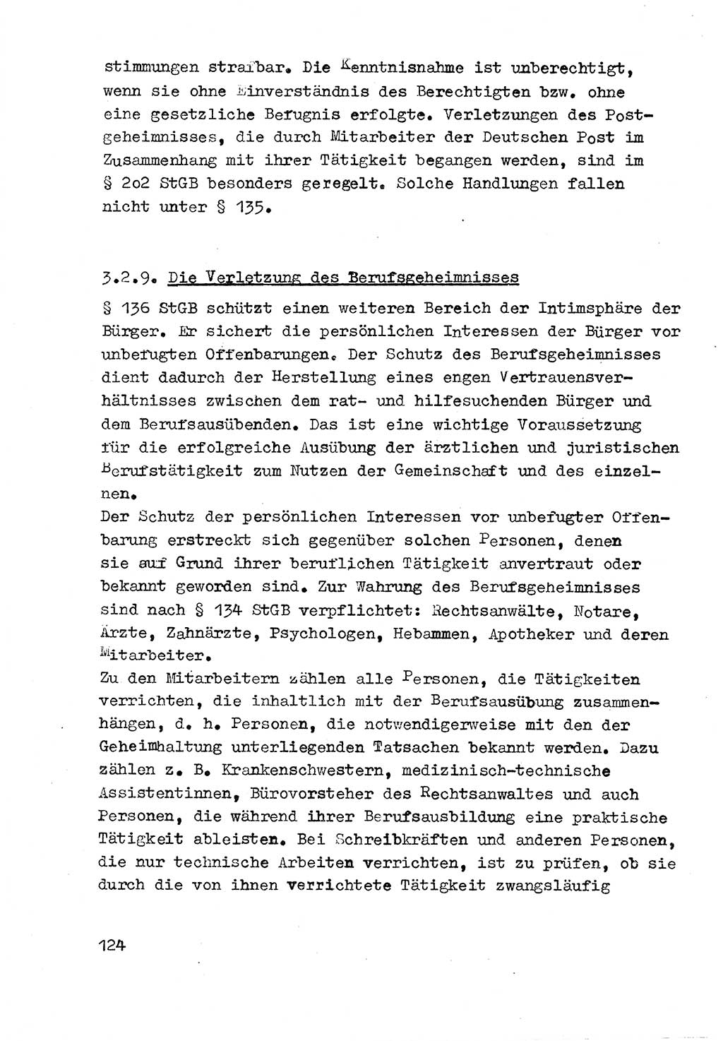 Strafrecht der DDR (Deutsche Demokratische Republik), Besonderer Teil, Lehrmaterial, Heft 3 1969, Seite 124 (Strafr. DDR BT Lehrmat. H. 3 1969, S. 124)