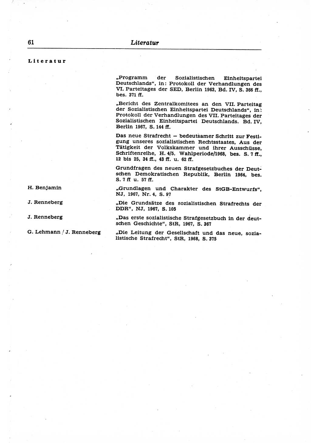 Strafrecht der Deutschen Demokratischen Republik (DDR), Lehrkommentar zum Strafgesetzbuch (StGB), Allgemeiner Teil 1969, Seite 61 (Strafr. DDR Lehrkomm. StGB AT 1969, S. 61)