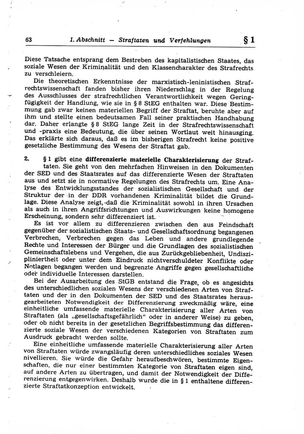 Strafrecht der Deutschen Demokratischen Republik (DDR), Lehrkommentar zum Strafgesetzbuch (StGB), Allgemeiner Teil 1969, Seite 63 (Strafr. DDR Lehrkomm. StGB AT 1969, S. 63)