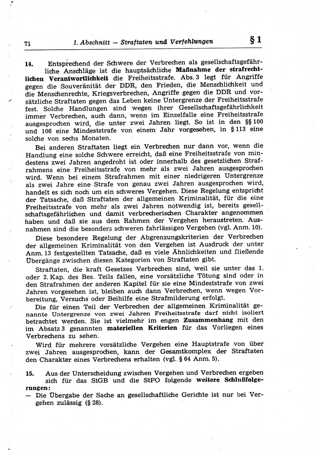 Strafrecht der Deutschen Demokratischen Republik (DDR), Lehrkommentar zum Strafgesetzbuch (StGB), Allgemeiner Teil 1969, Seite 71 (Strafr. DDR Lehrkomm. StGB AT 1969, S. 71)